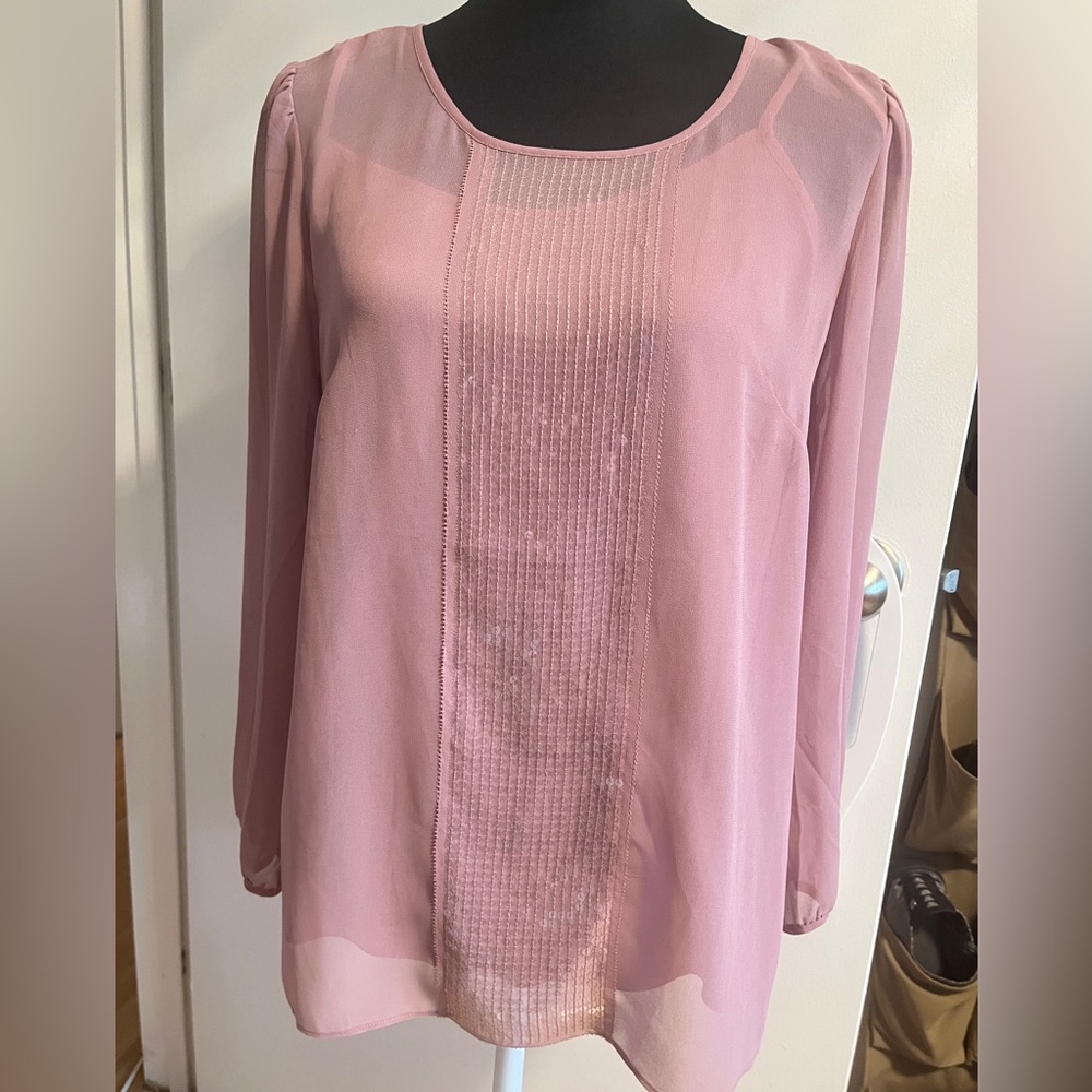 Talbots Pink Sheer Blouse/Tank Set